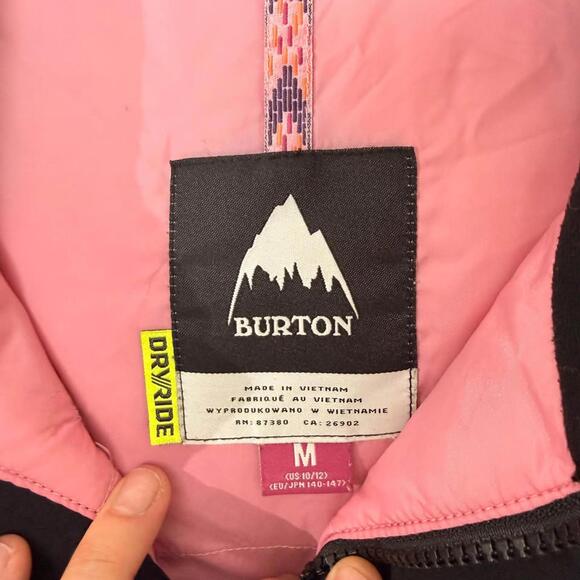 Burton Dryride Winter Jacket Room to Grow Black and Pink Kid's M (10/12) - Picture 2 of 4